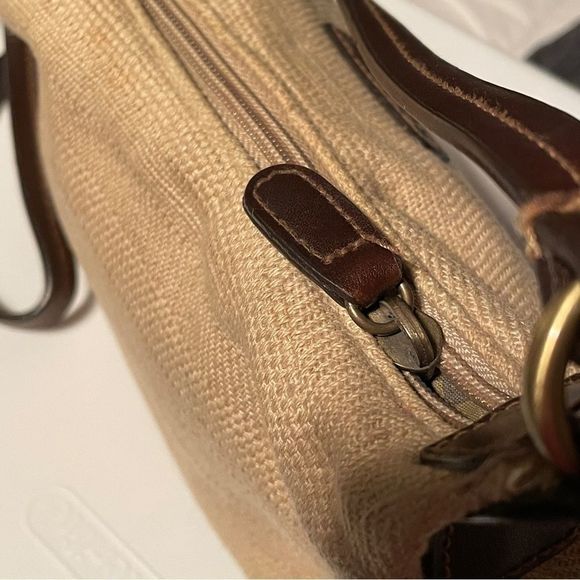 Rosetti Small Beige Tan Purse With Brown Leather Strap (34” strap) And Accents - Picture 13 of 16